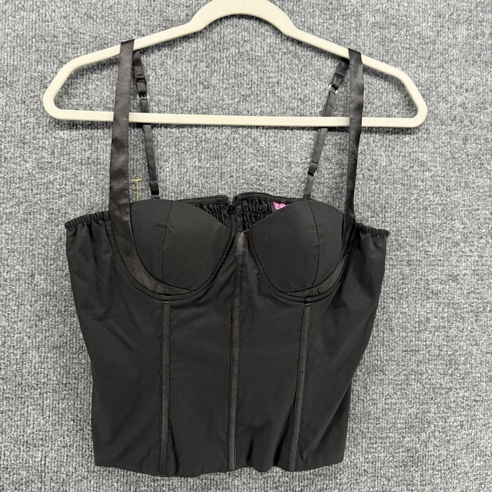 Say What? Y2K Corset Top Woemns M Black Cropped Fairy Grunge Whimsigoth Romantic